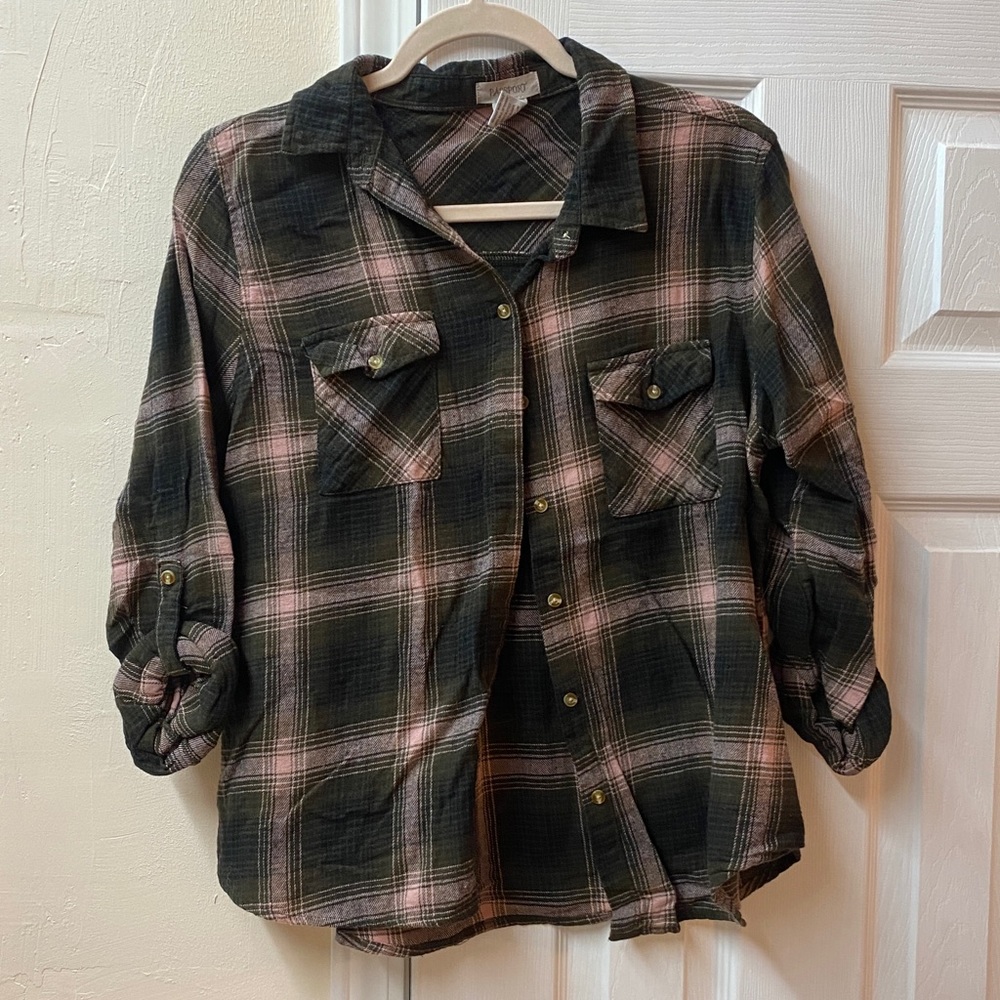3/$15 plaid fall button up
